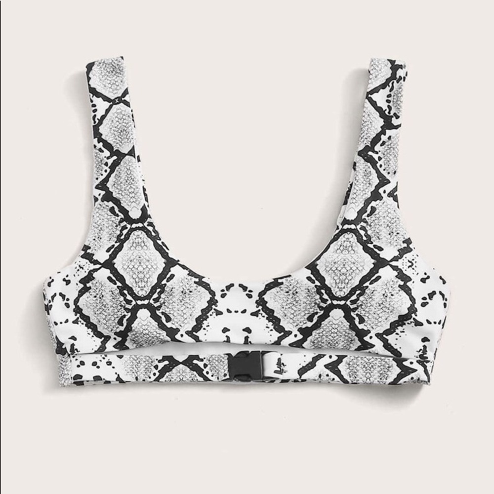 SNAKE SKIN BUCKLE BIKINI TOP